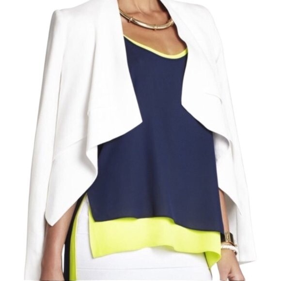 BCBGMaxAzria Blue and Neon YellowSheer Asymmetrical High Low Tank size S- NWOT - Picture 2 of 7